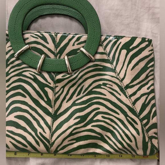 y2k 2000’s vintage Kate Spade satchel purse handbag green zebra animal print - Picture 8 of 11